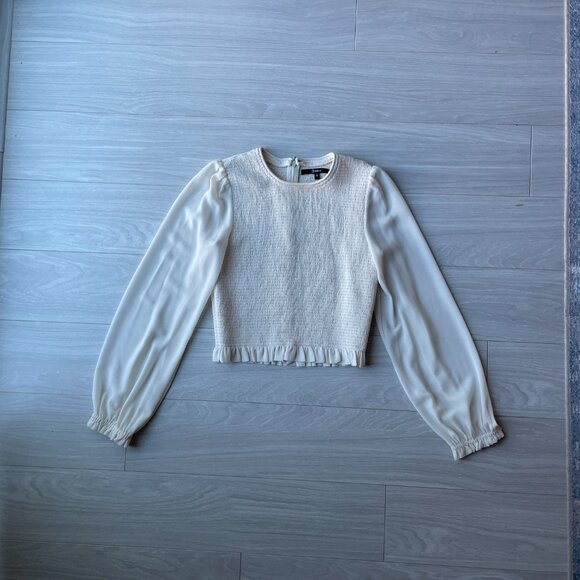 Quince Chiffon Cropped Smocked Blouse - Picture 5 of 7